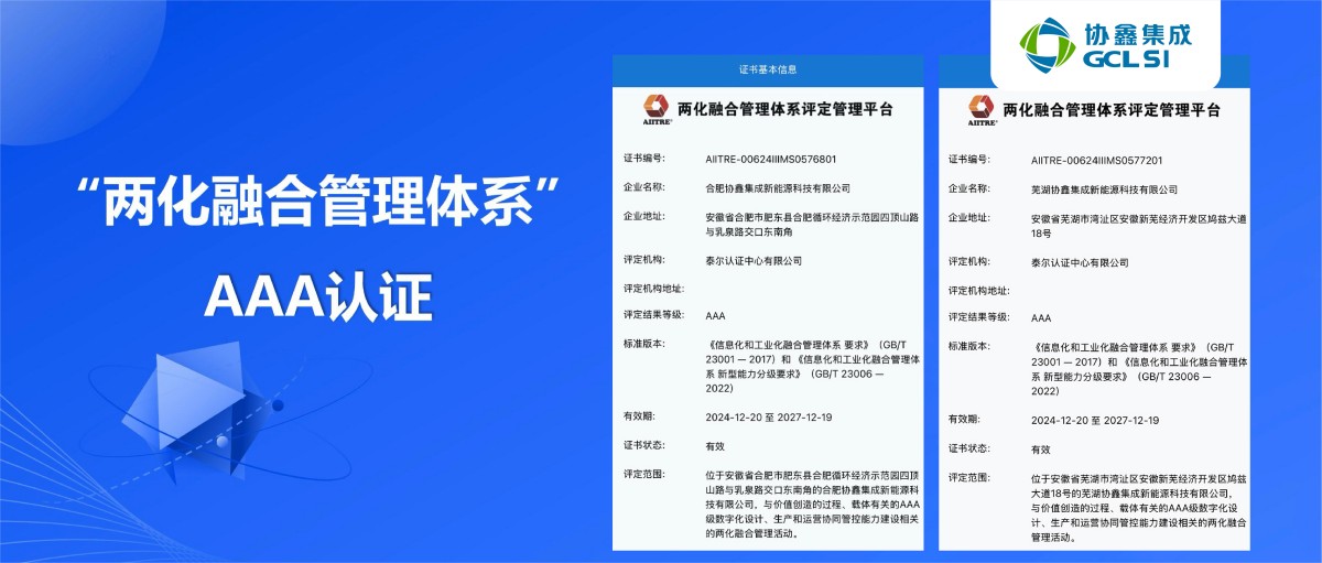 世界杯下单集成合肥、芜湖基地荣膺国家级“两化融合管理体系”AAA认证